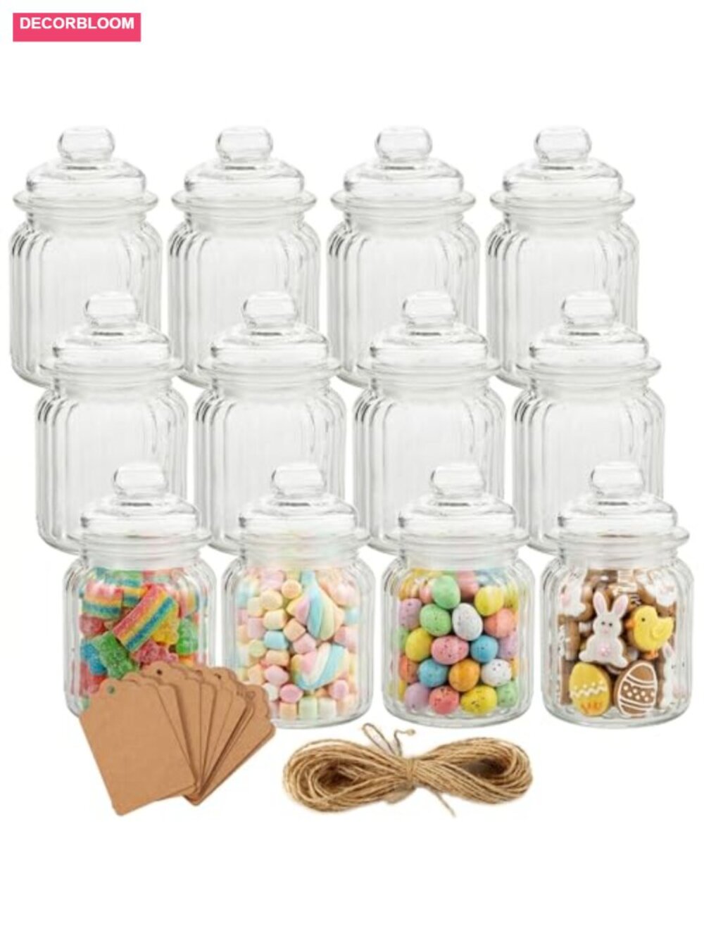 12 Pack Glass Favor Jars with Airtight Lids 8 oz Apothecary Canisters